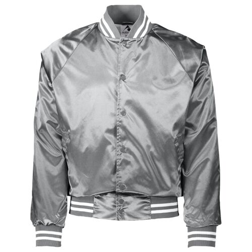 Satin Baseball Jacket/Striped Trim Thumbnail